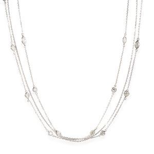 3-Chain 16 Station Mixed Fancy Cut Diamond Necklace in 18k White Gold 1.5 CTW